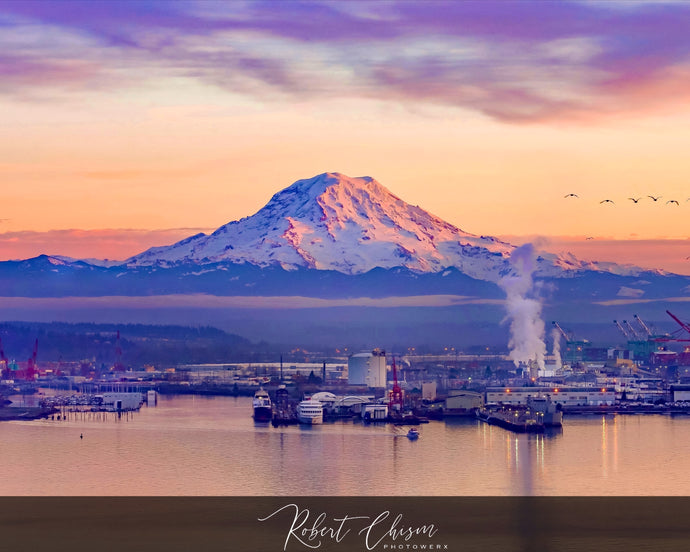 Mt. Rainier sunset - Tacoma, WA.