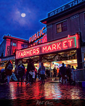 Load image into Gallery viewer, Pike Place Market in the evening - Seattle, WA.