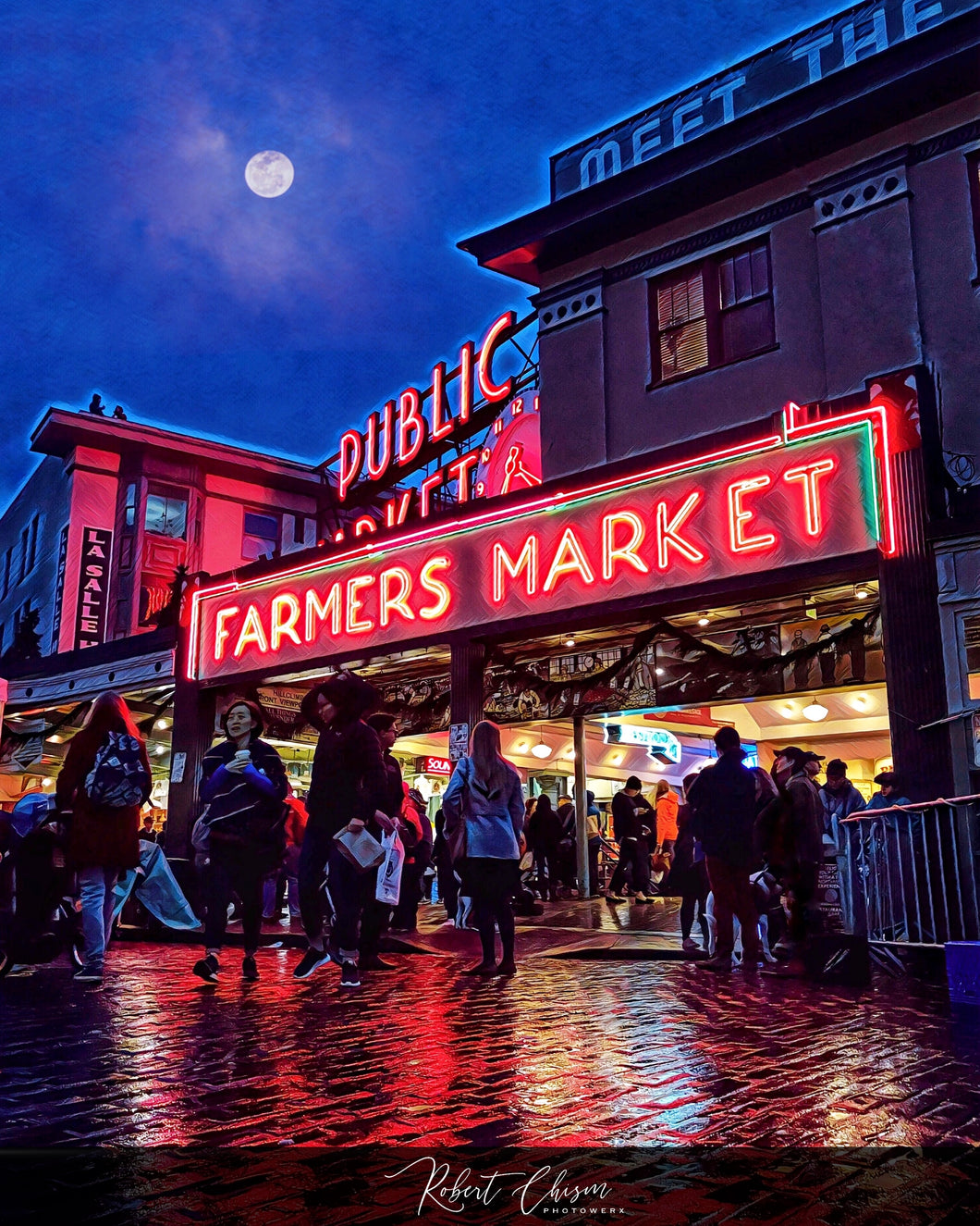 Pike Place Market in the evening - Seattle, WA.